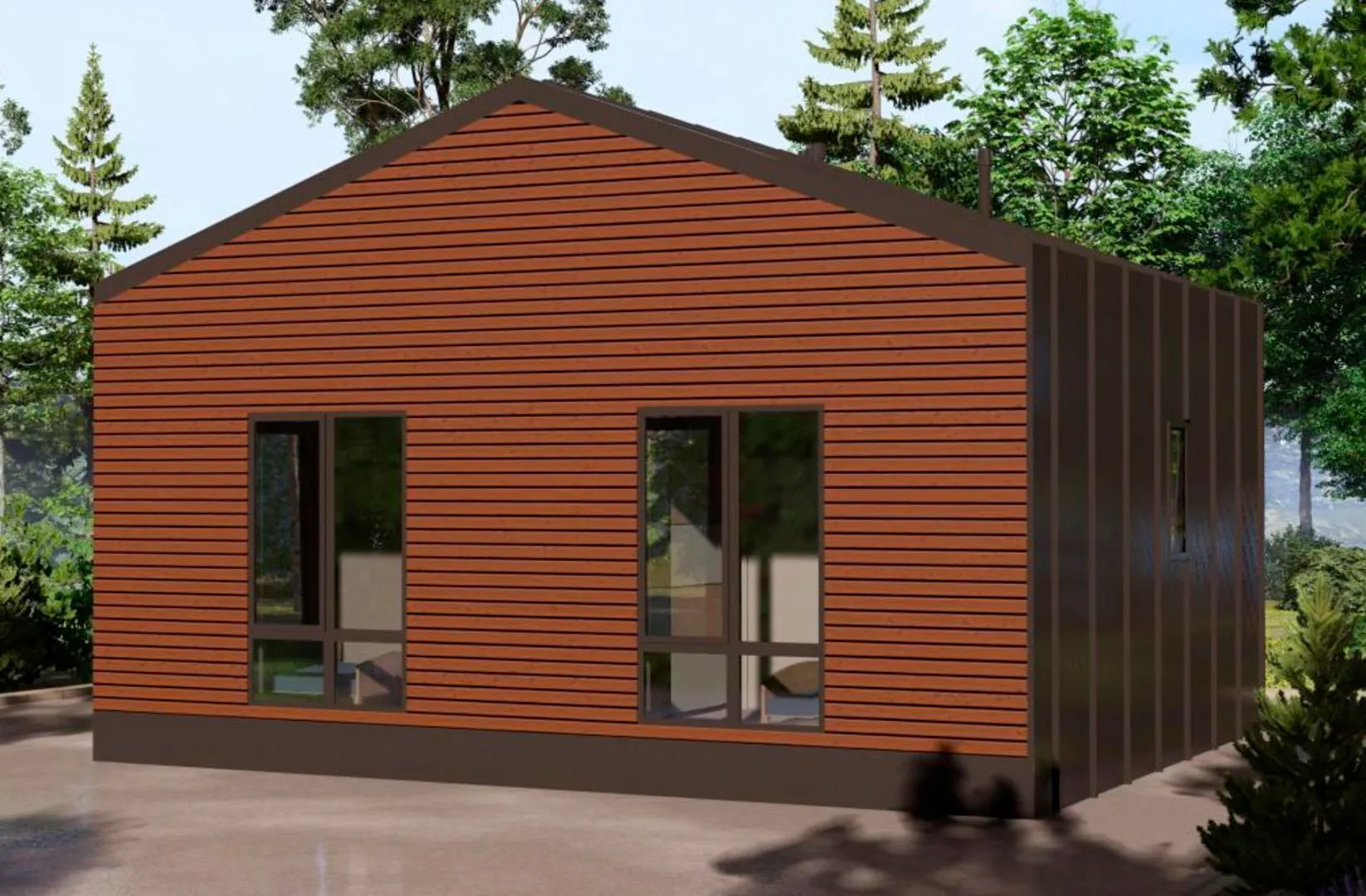 Одноэтажный каркасный дом ТК-55