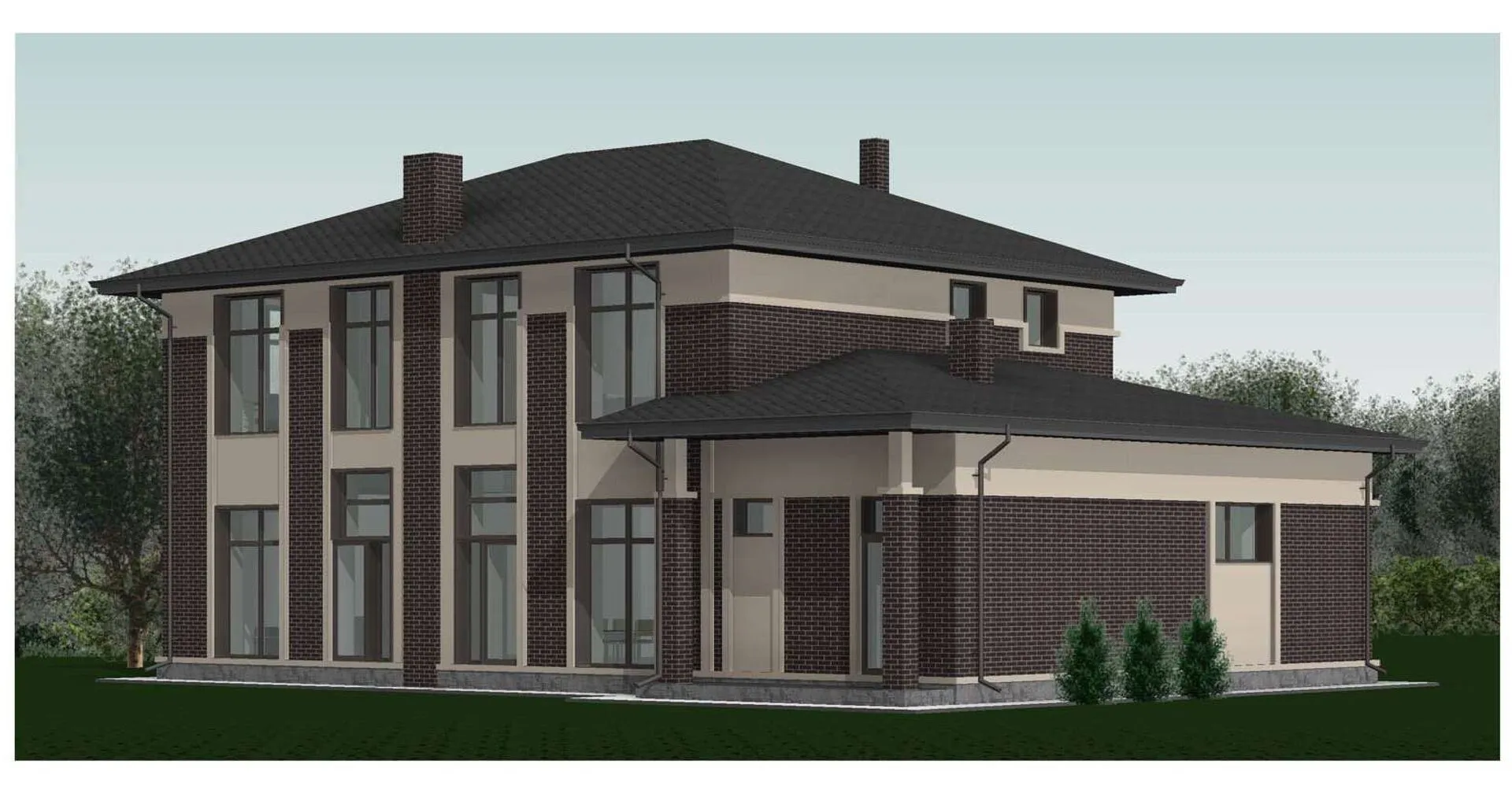 Двухэтажный загородный дом