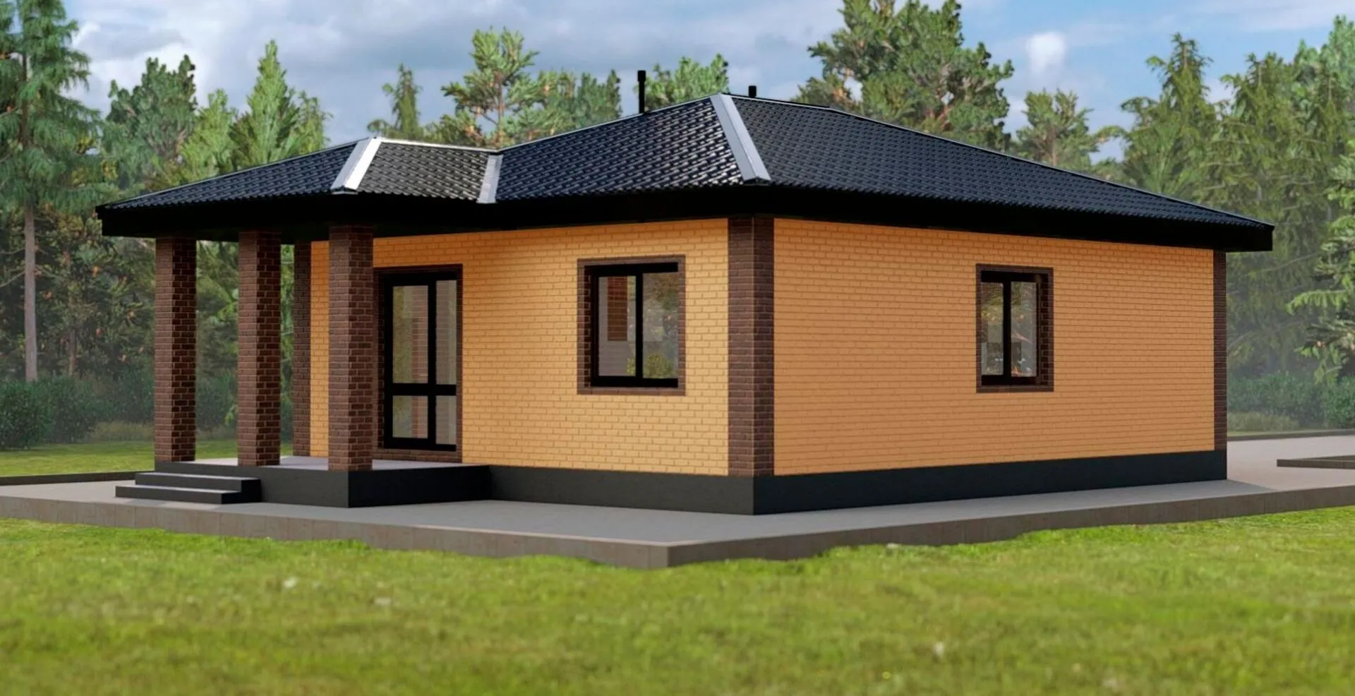 Одноэтажный кирпичный дом ТП-87