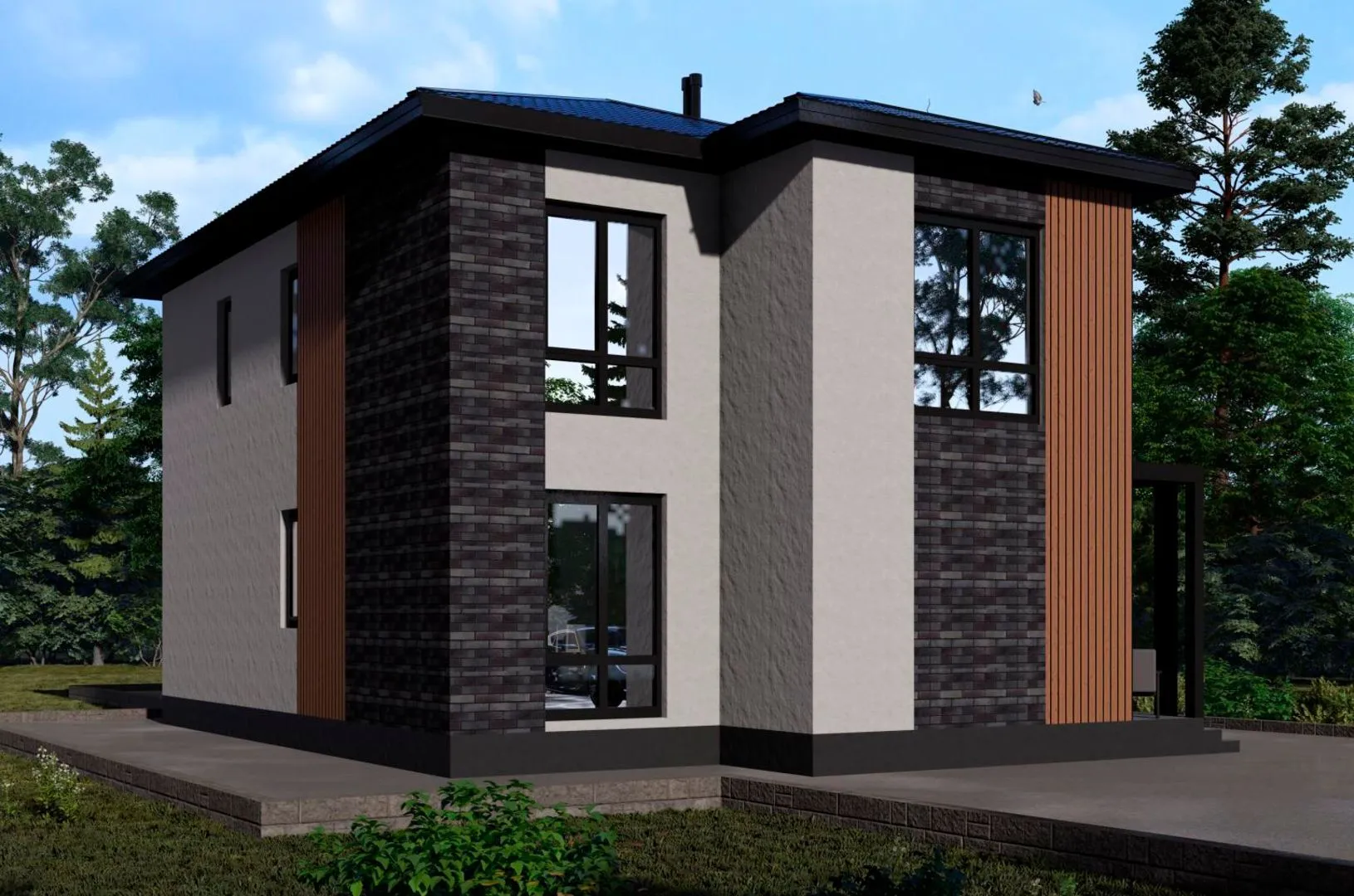 Двухэтажный кирпичный дом ИП-167